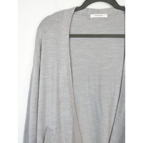 Moussy Cardigan Sweater Knit Minimalist Neutral Oversized Boho Gray Size OS - Picture 2 of 12